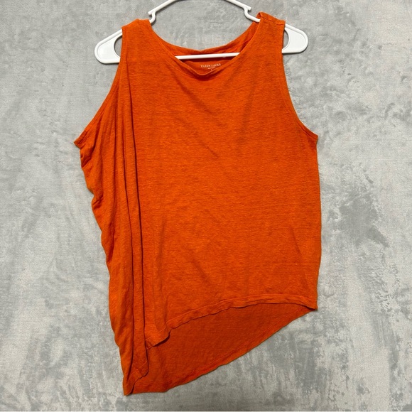 NWOT Eileen Fisher Organic Linen Ballet Neck Top Asymmetrical Hem Flamingo Small - Picture 1 of 7